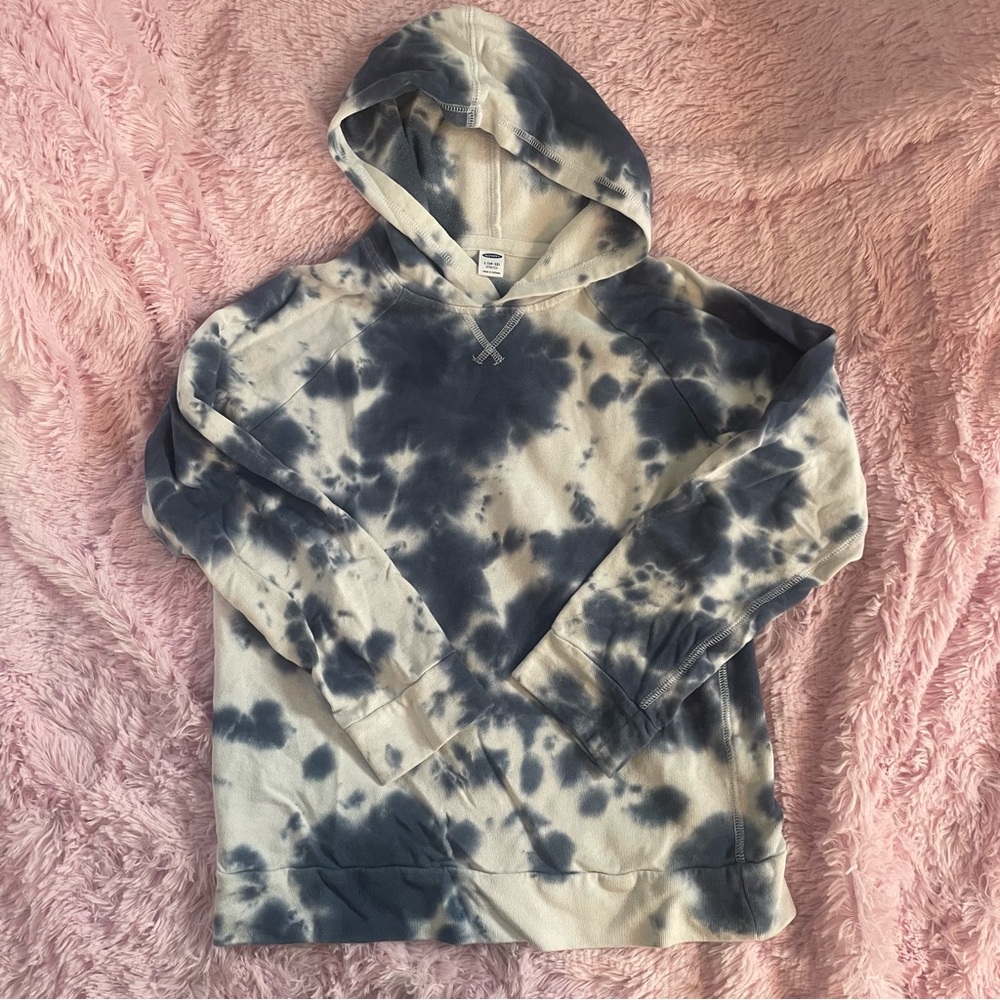 🎀5/$25🎀 old navy boys large note white tie dye lightweight hoodie euc